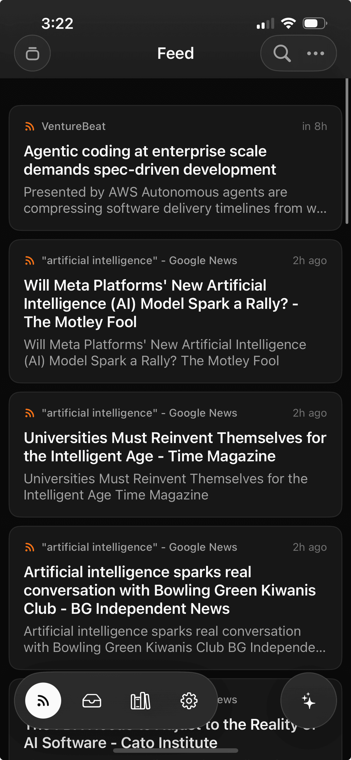 Filter iOS app — mobile feed view